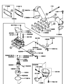 Kawasaki Fh721v-Bs24 Carburetor Diagram and Parts List for M54-KW 53AI8CT4050-25HP Cub Cadet Lawn Tractor